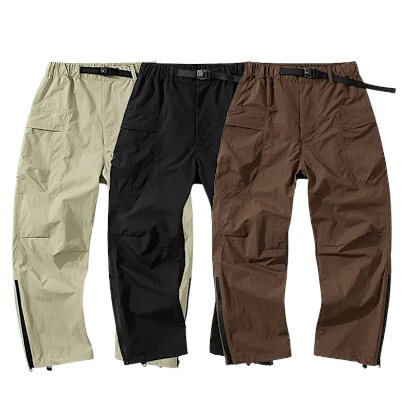 Loose fit technical cargo pant with self belt