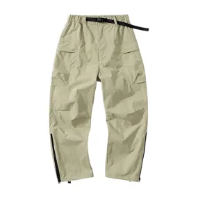 Loose fit technical cargo pant with self belt