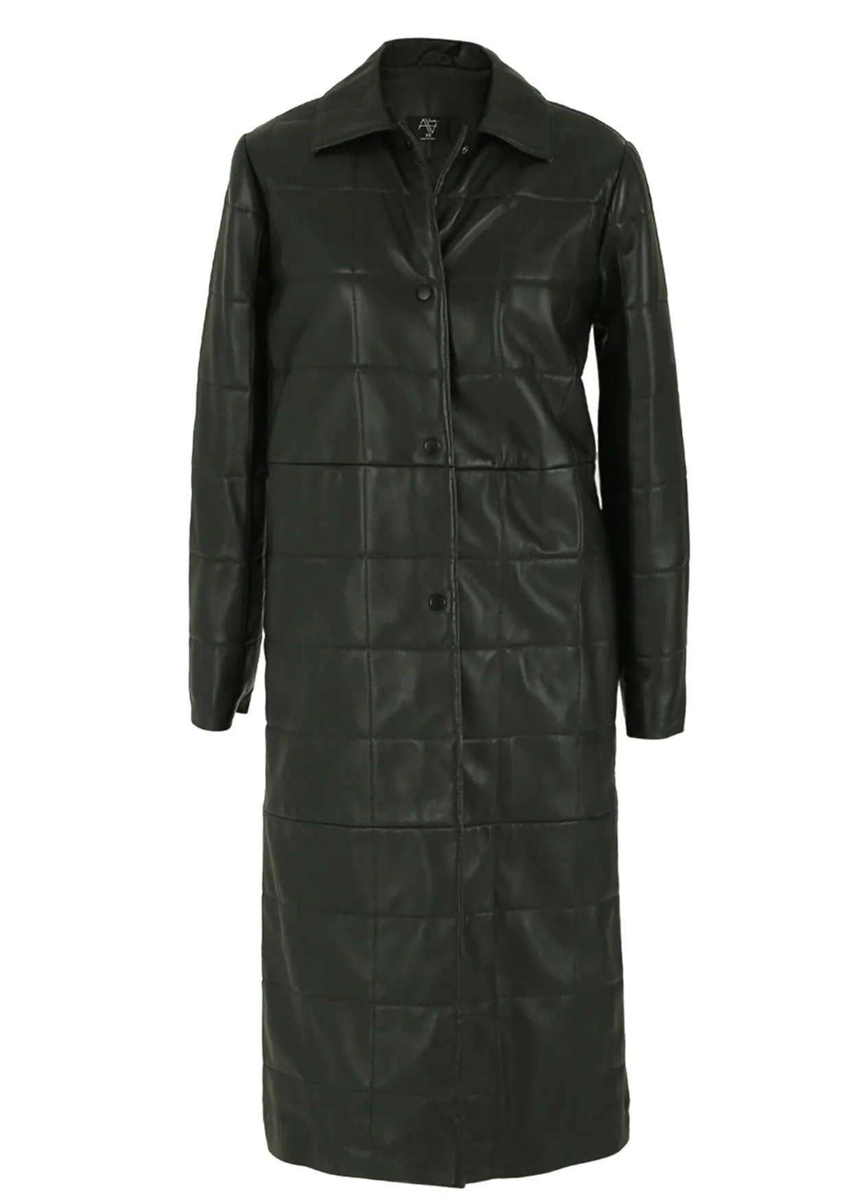 Maple Quilted Long Leather Coat