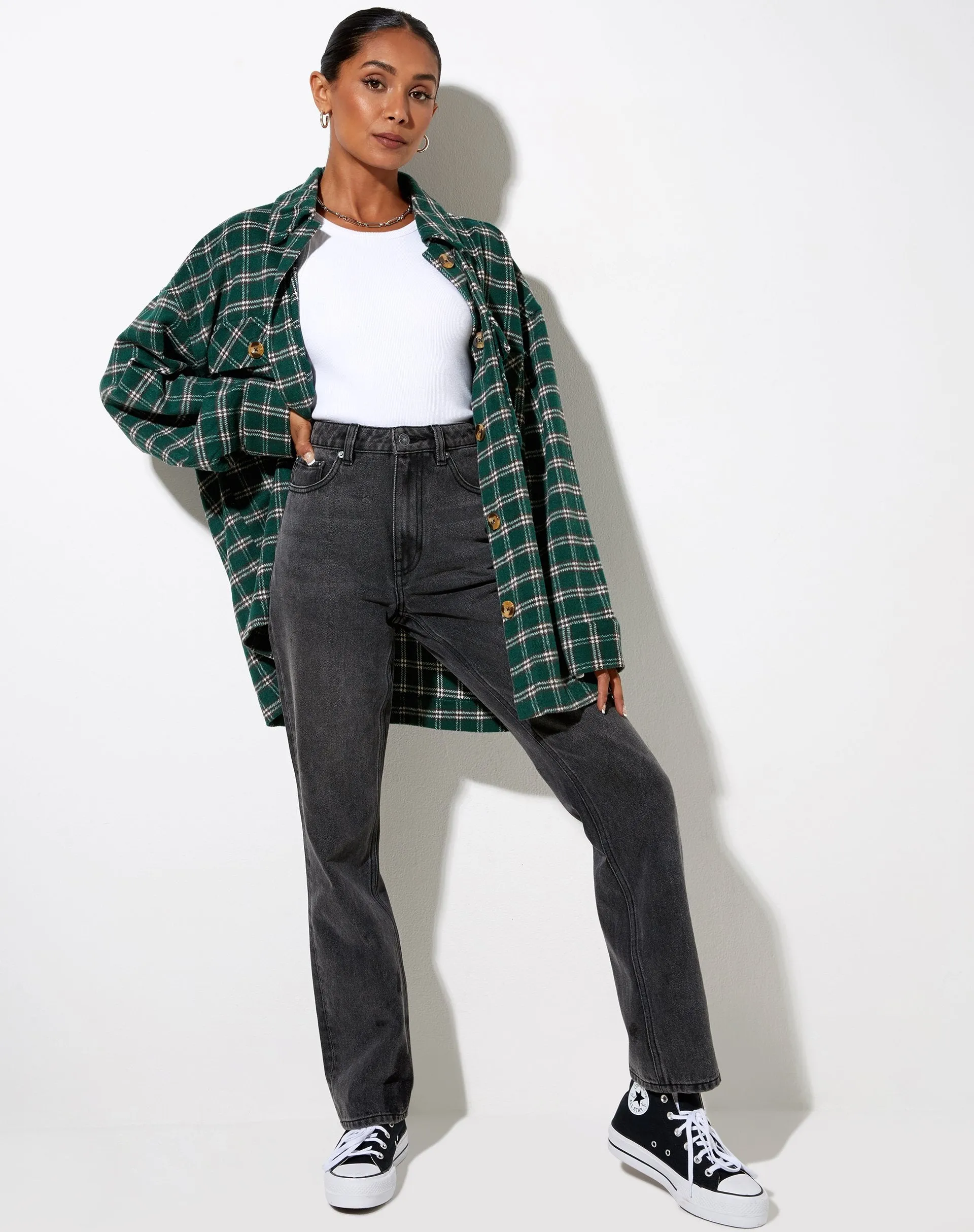 Marcel Shirt in Check Black and Green