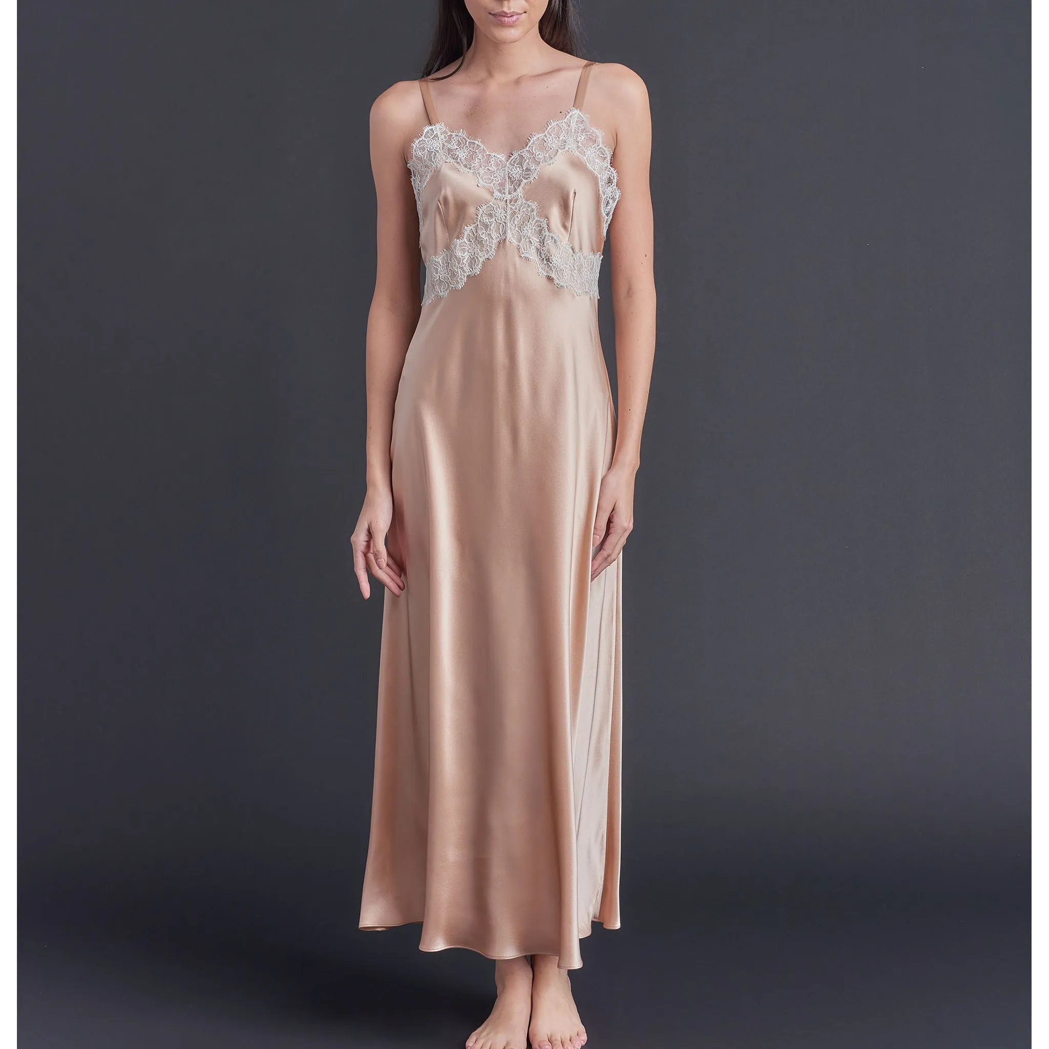 Marlayne Silk Charmeuse Slip in Vintage Blush