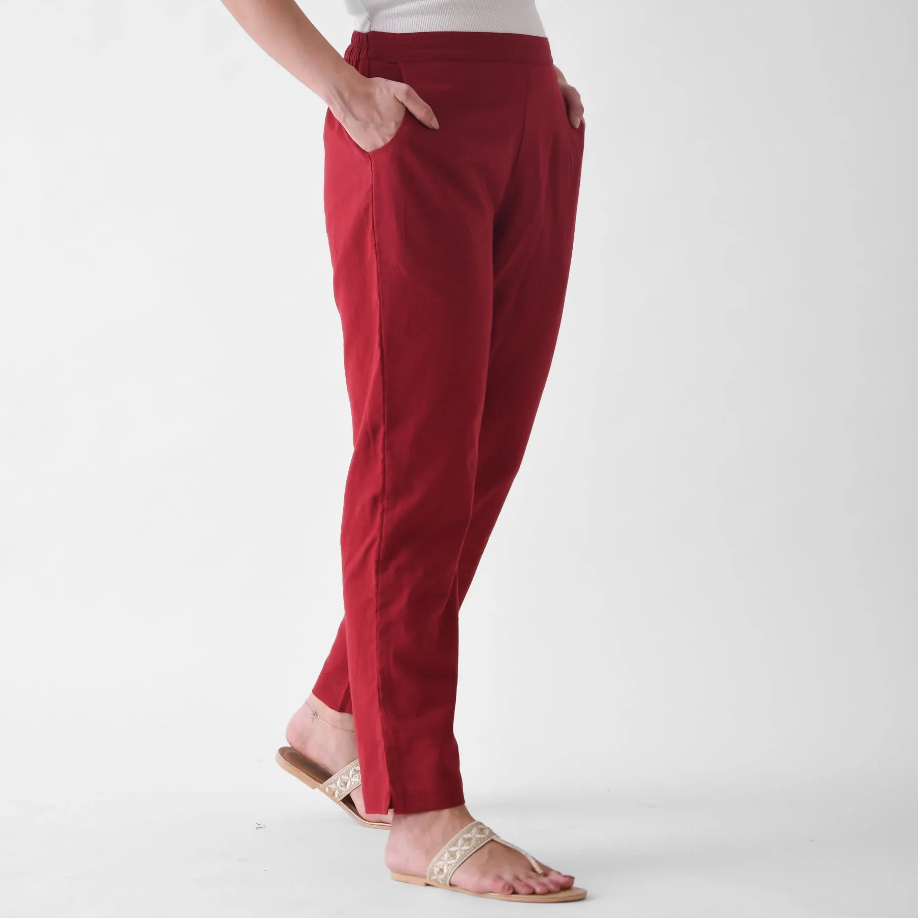 Maroon Cotton AMPM Pants