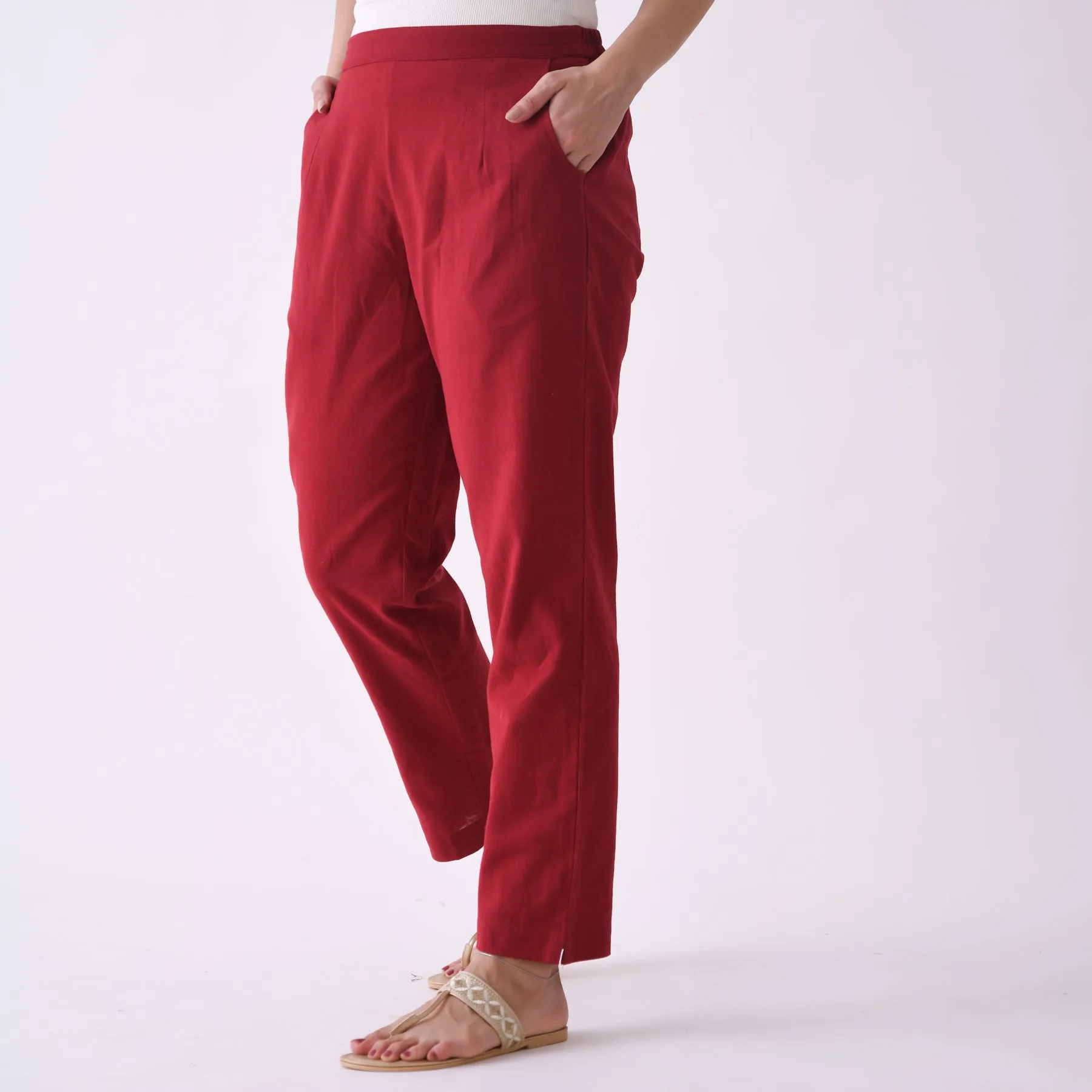 Maroon Cotton AMPM Pants