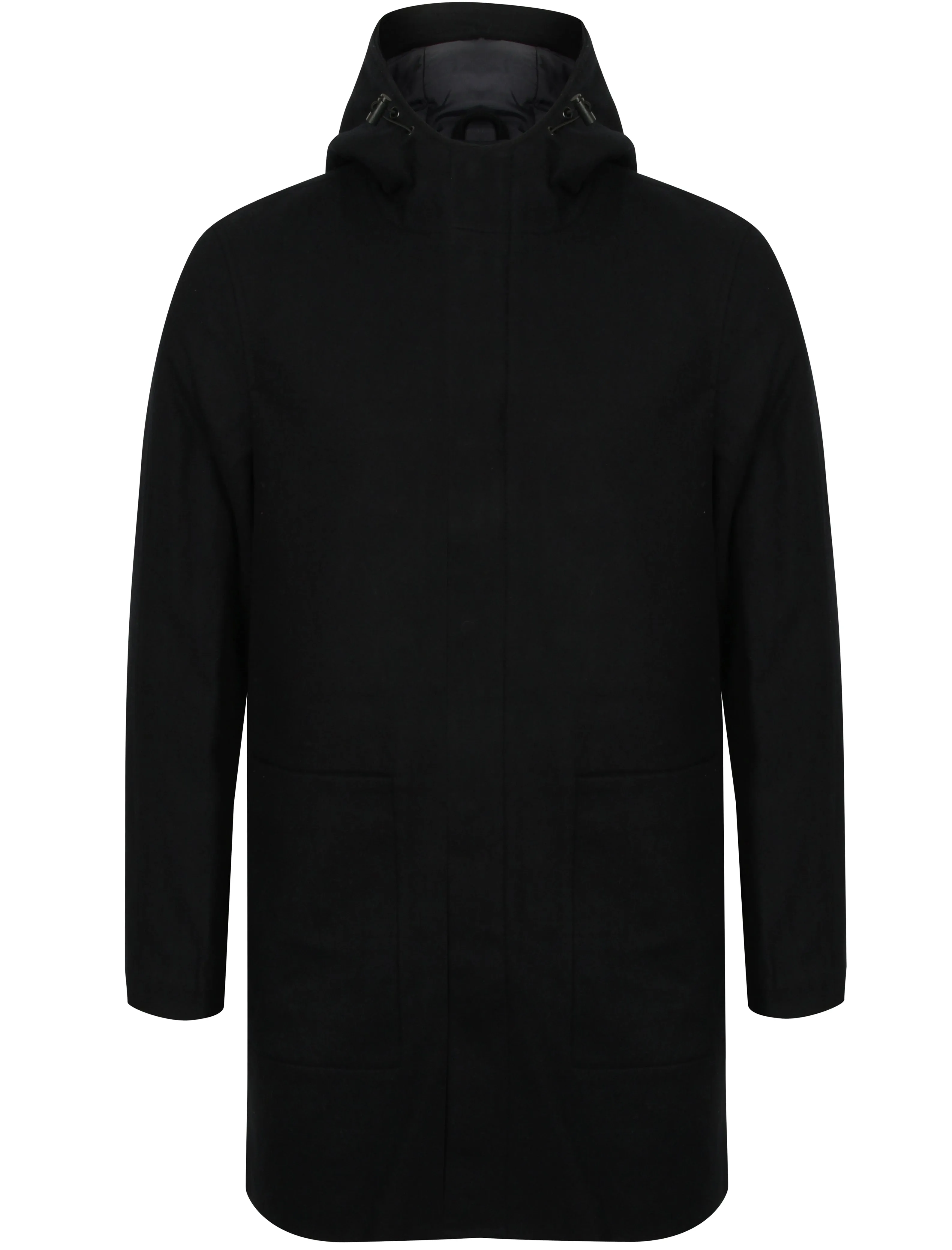 Martel Hooded Wool Blend Coat in Navy - Le Shark