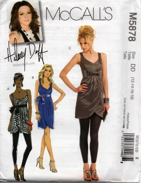 McCall's 5878 HILARY DUFF Womens High Waisted Tulip Hem Wrap Dress Out Of Print Sewing Pattern Sizes 12 - 18 UNCUT Factory Folded