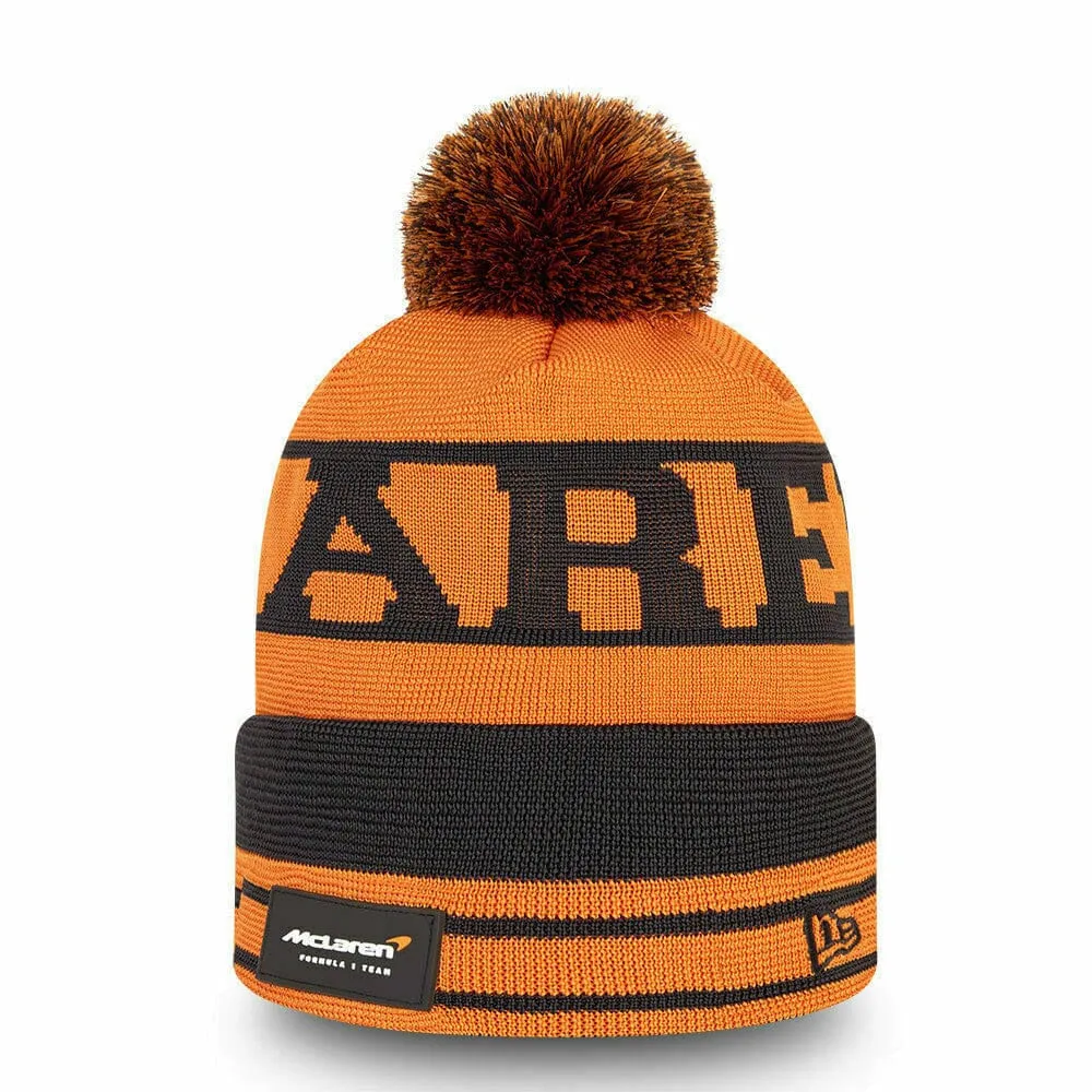 McLaren F1 New Era Team DR Bobble Cuff Beanie- Papaya