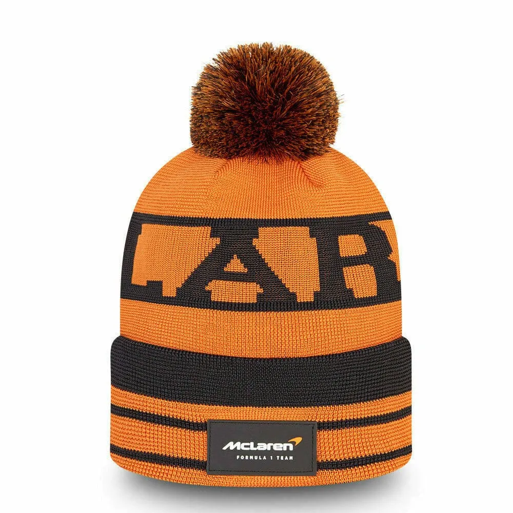 McLaren F1 New Era Team DR Bobble Cuff Beanie- Papaya