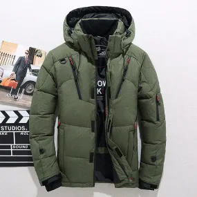 Men Down High Quality Thick Warm Winter Jacket Hooded Thicken Duck Down Parka Coat Casual Slim Overcoat With Many Pockets Mens