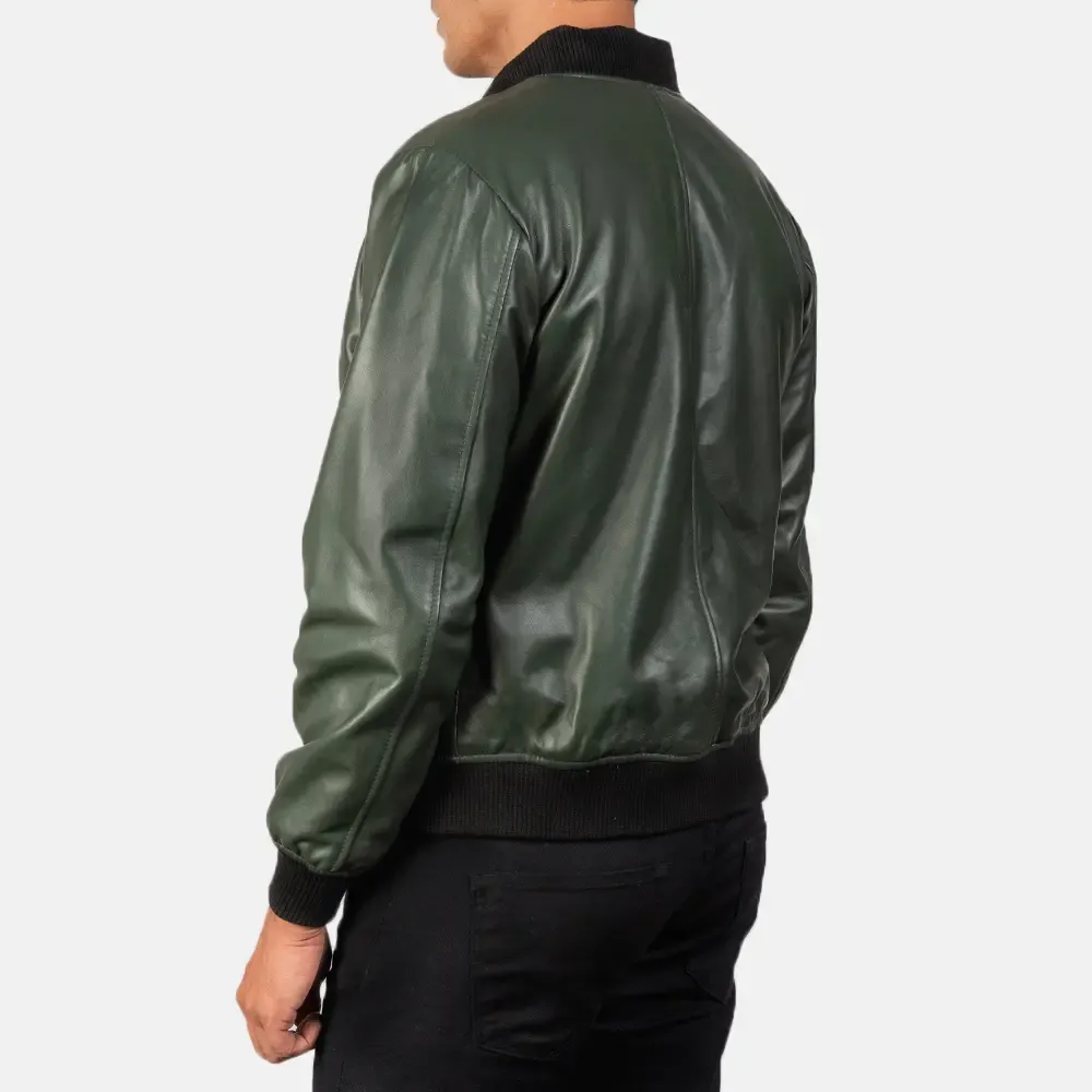 Mens A1 Shane Green Leather Bomber Jacket