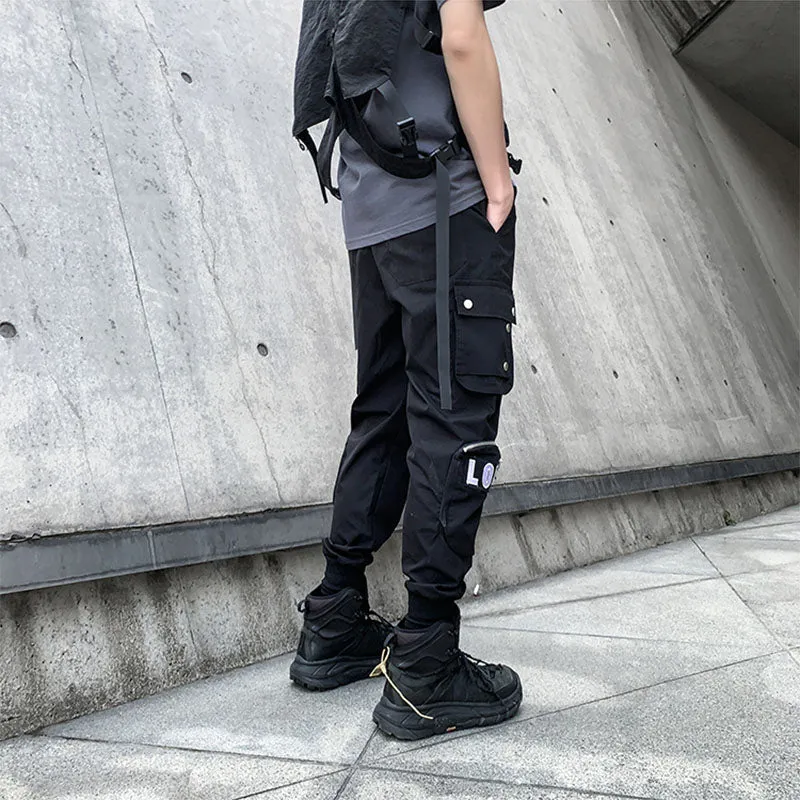 Mens Cargo Pants Hip Hop Techwear Harem Pant Jogger Sweatpants with Pockets Jogging Punk