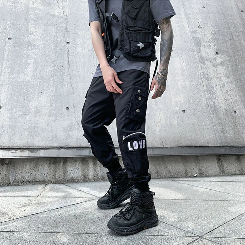 Mens Cargo Pants Hip Hop Techwear Harem Pant Jogger Sweatpants with Pockets Jogging Punk