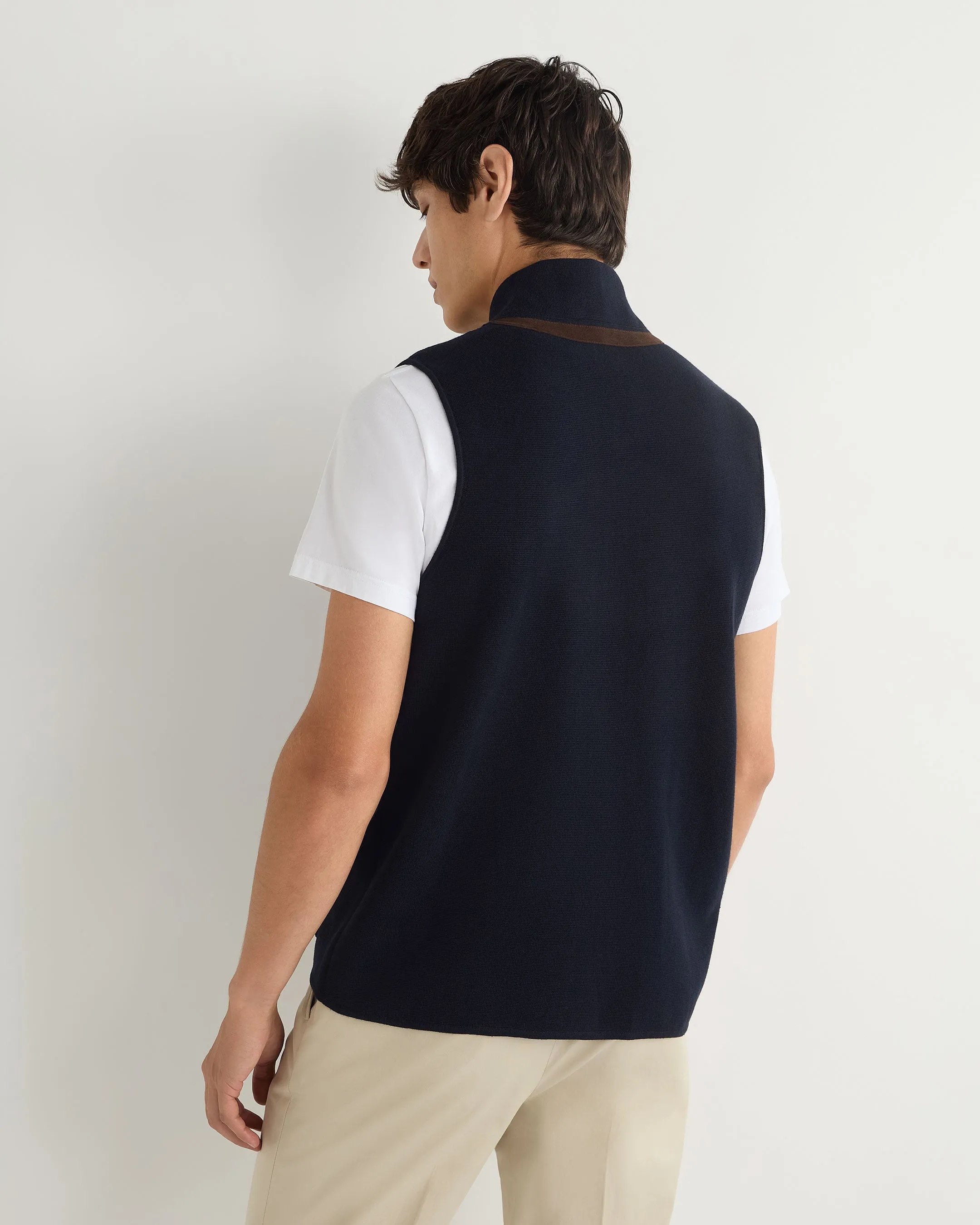 Men's Cotton Blend Gilet Navy Blue