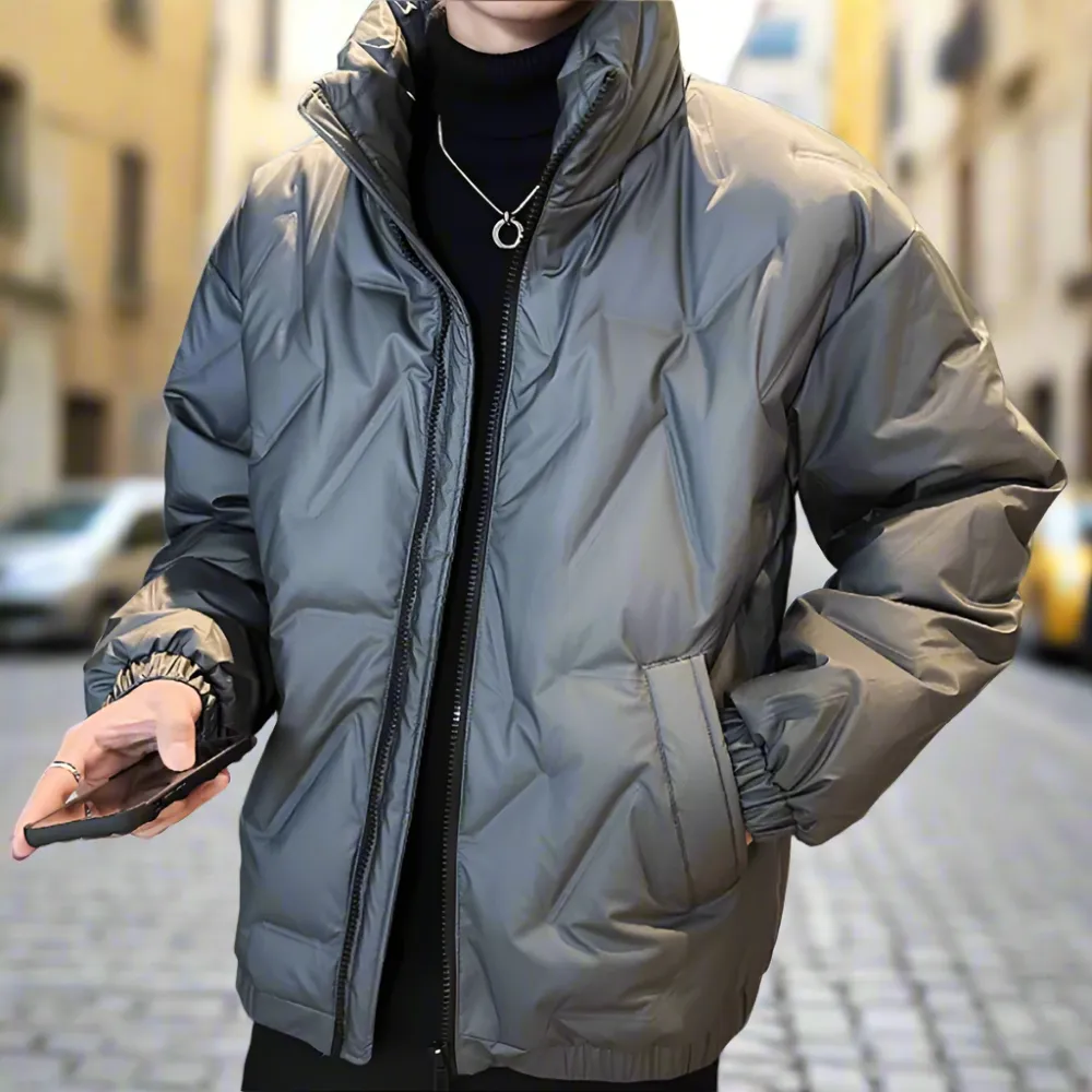 Mens High Collar Quilted Jacket