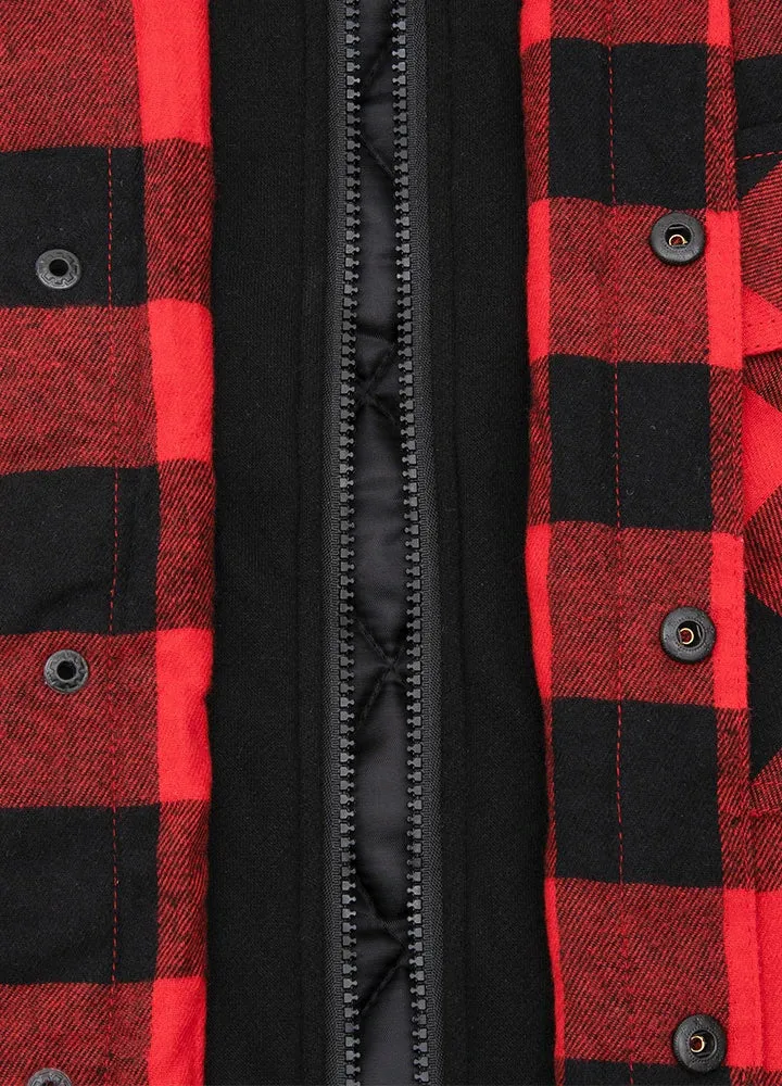 Men's Matching Family Red Buffalo Plaid Hooded Flannel Shacket