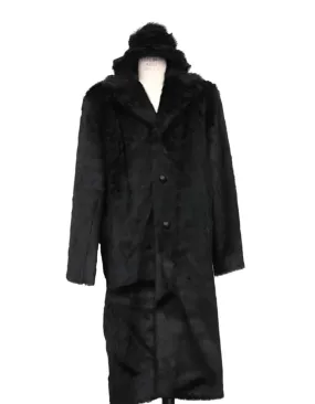 Mens Overcoat - Topcoat For Men - Winter Fabric - Men's Ankle length men's Overcoat ~ Long men's Dress Topcoat - Winter coat   Matching Hat Black Long Length Black Faux Fur Coat