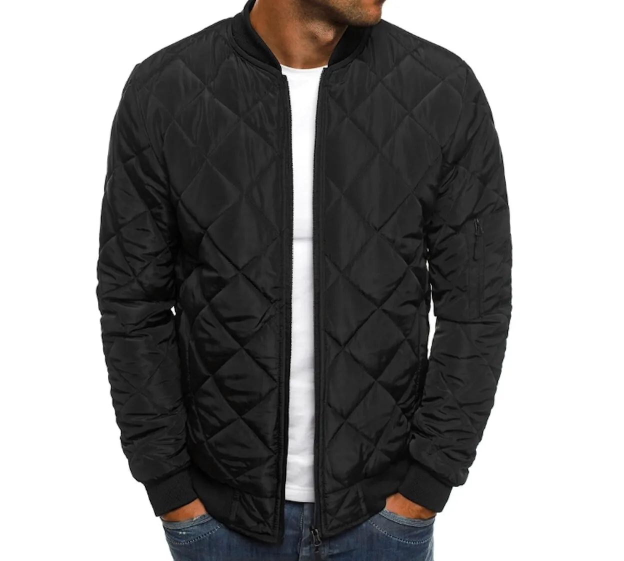 Mens Quilted Bomber Jacket