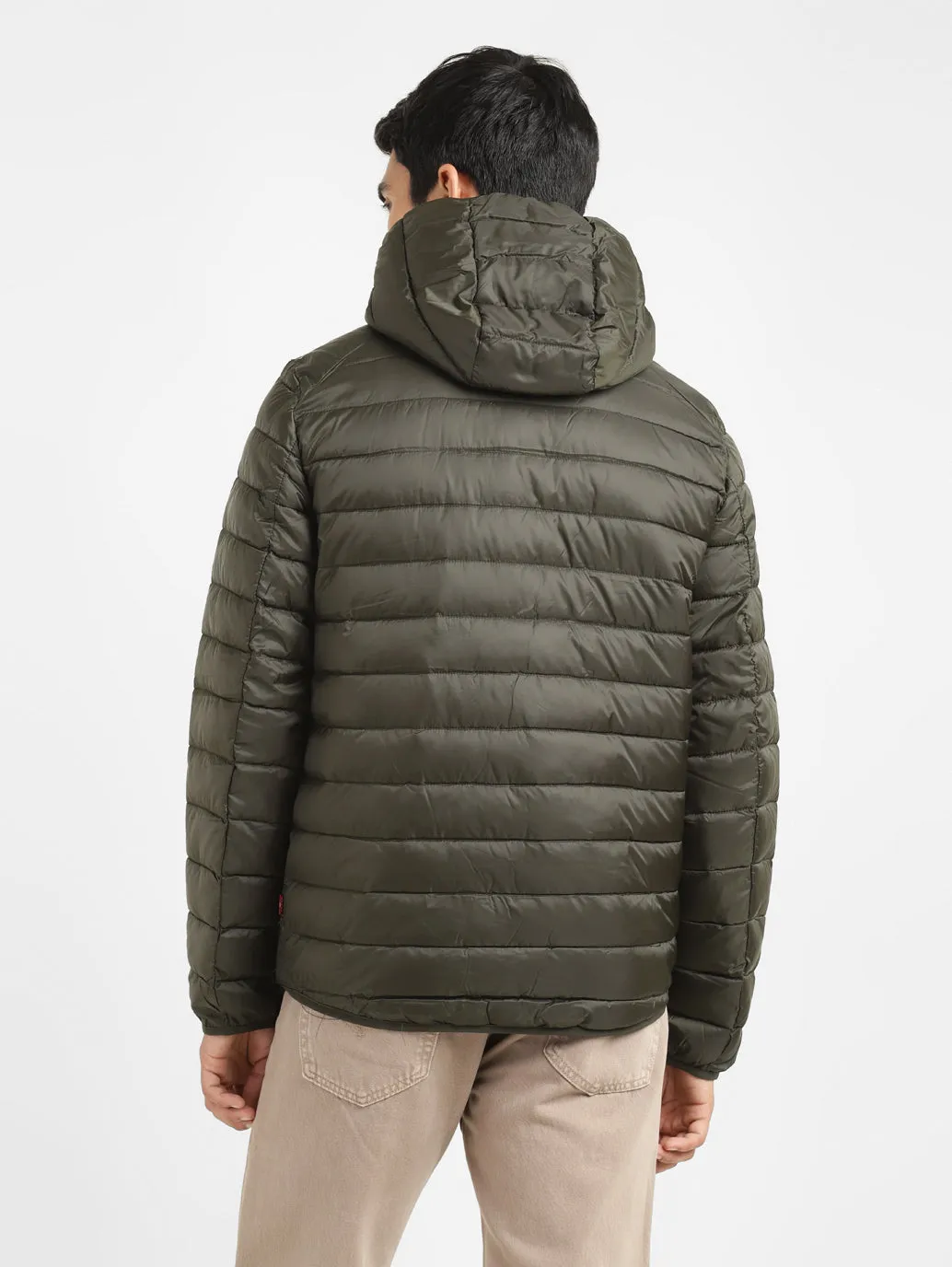 Men's Solid Green Quilted Jacket