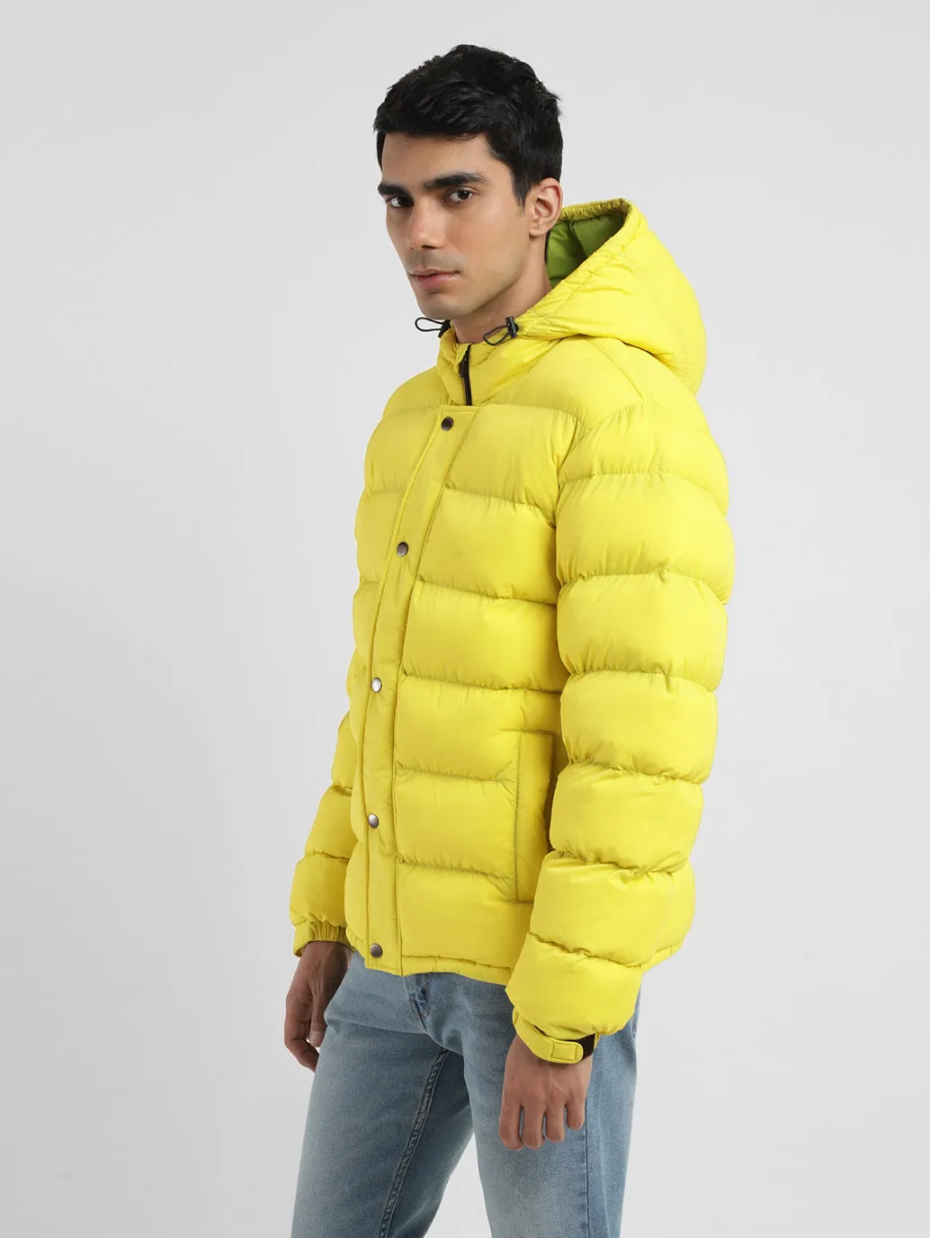 Men's Solid Yellow Quilted Jacket