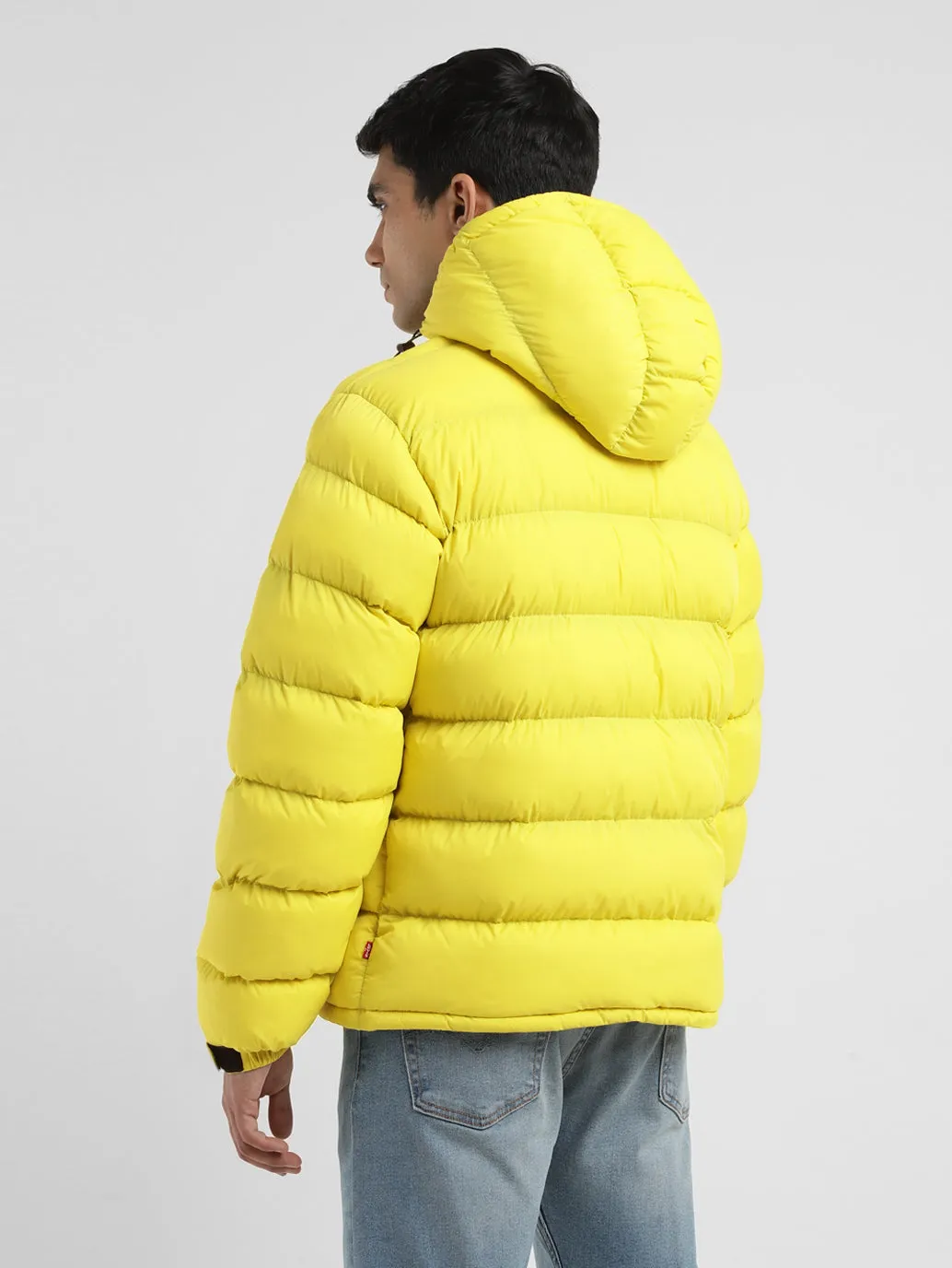 Men's Solid Yellow Quilted Jacket