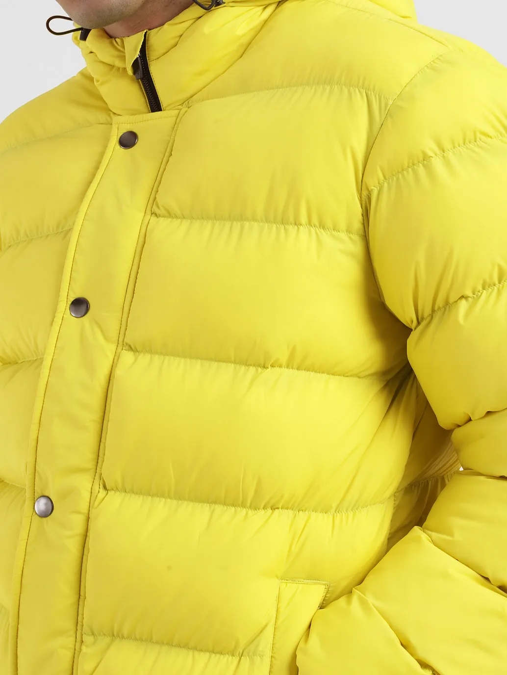 Men's Solid Yellow Quilted Jacket