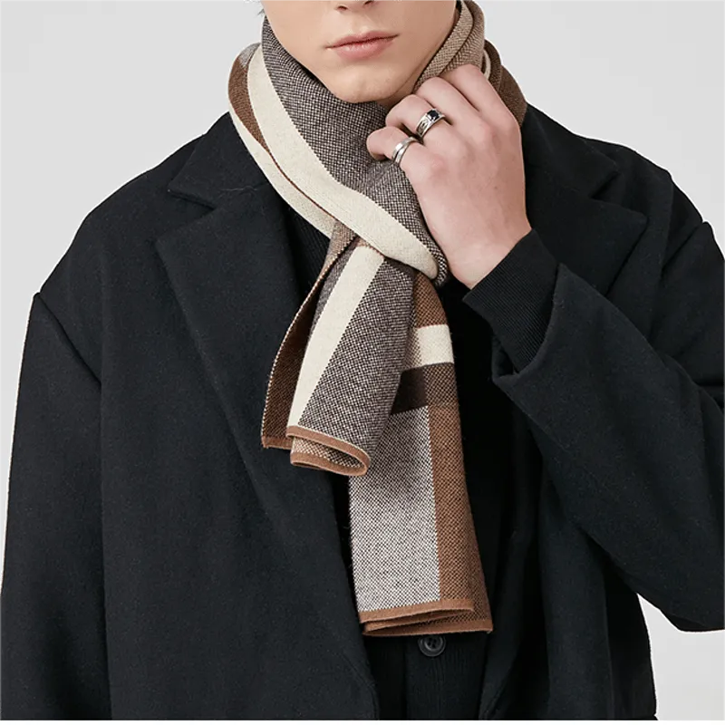 Men's Winter Classical Warm Plaid Stripe Scarf