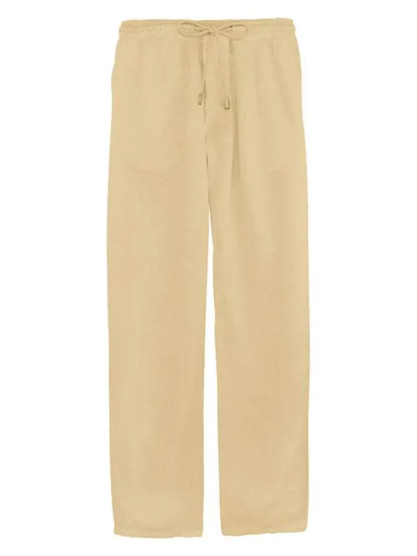 Men's Woven Cotton Linen Loose Casual Drawstring Trousers