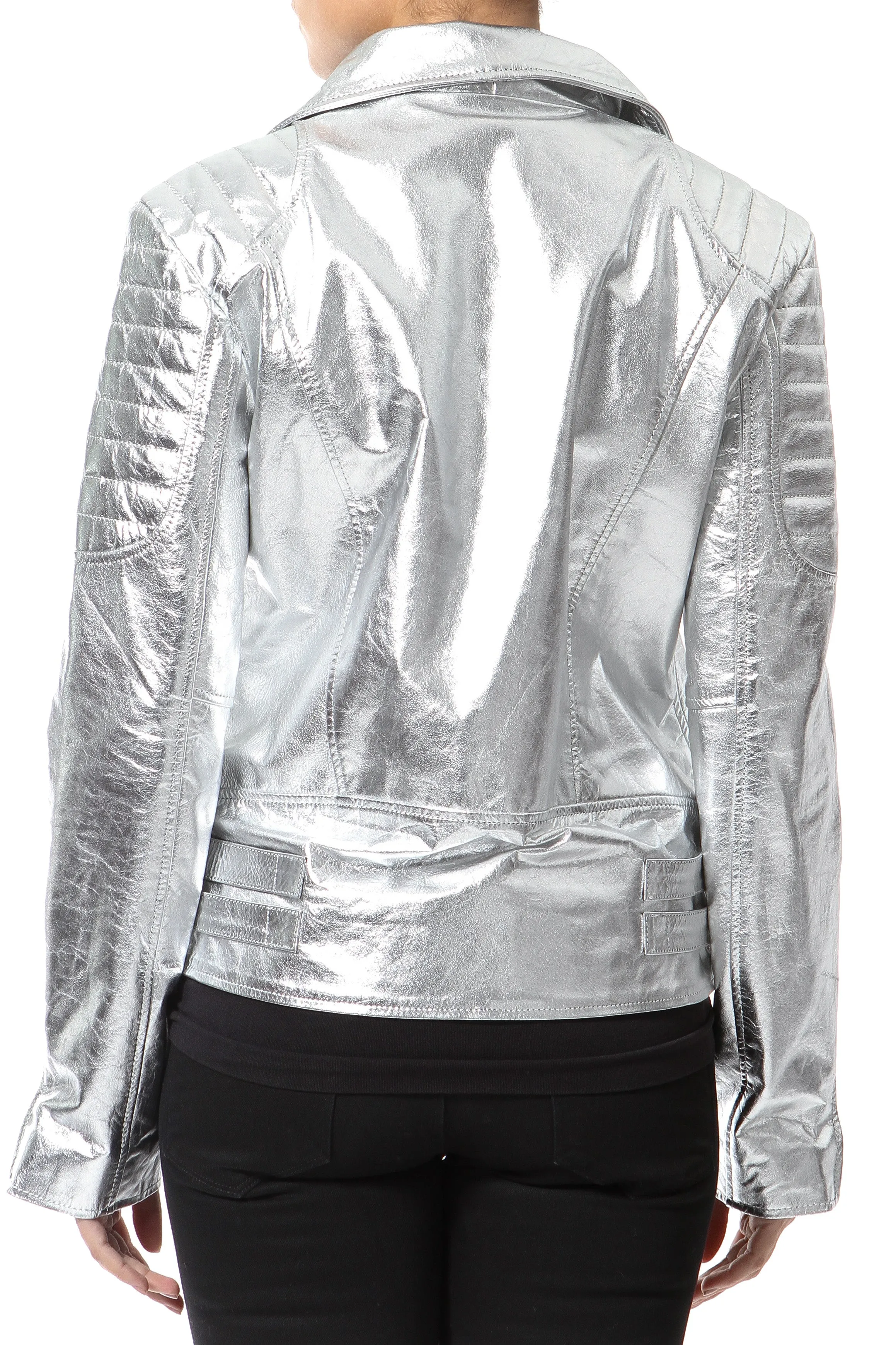 Metallic Leather Biker