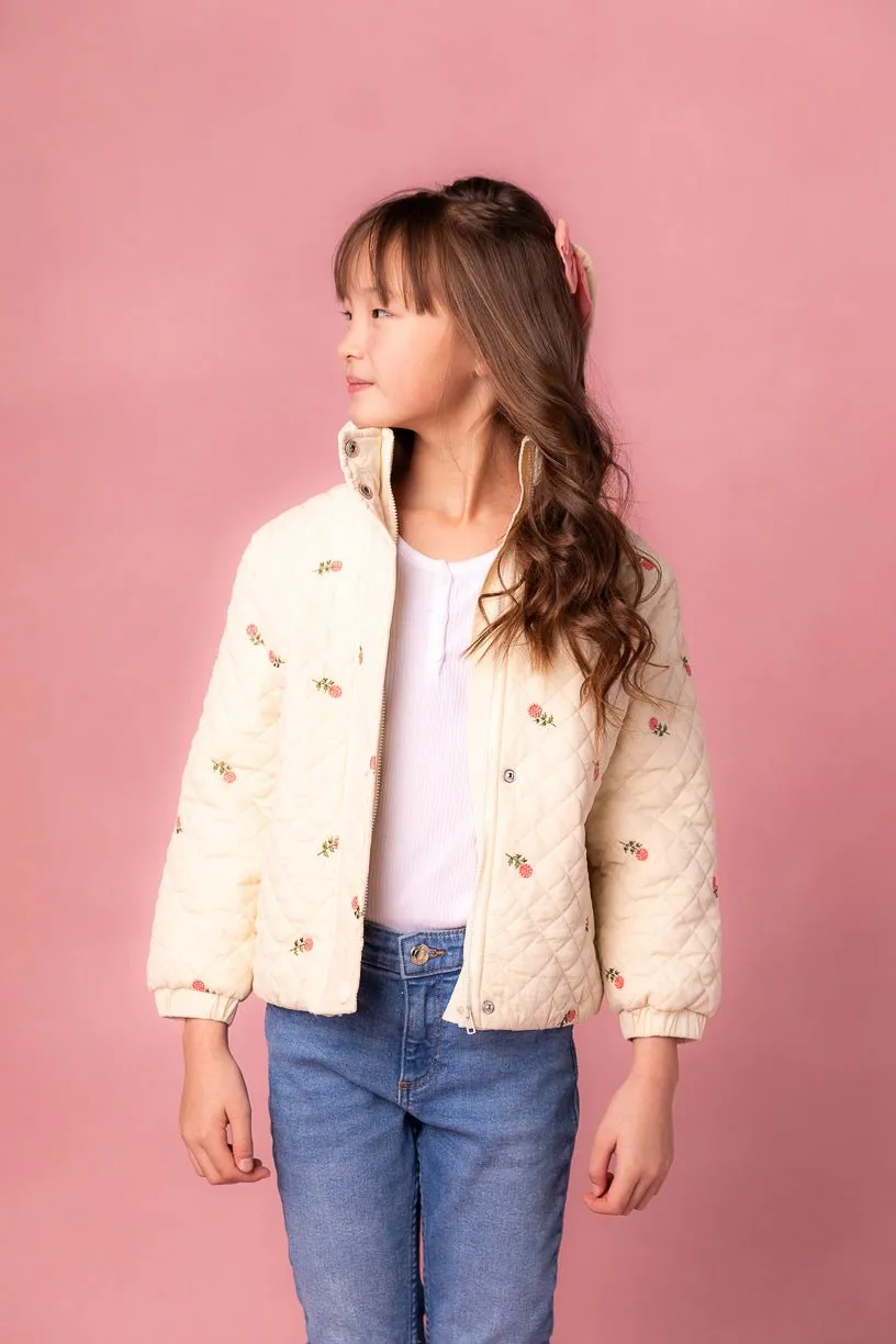 Mini Quilted Jacket in Delicate Zinnia - FINAL SALE