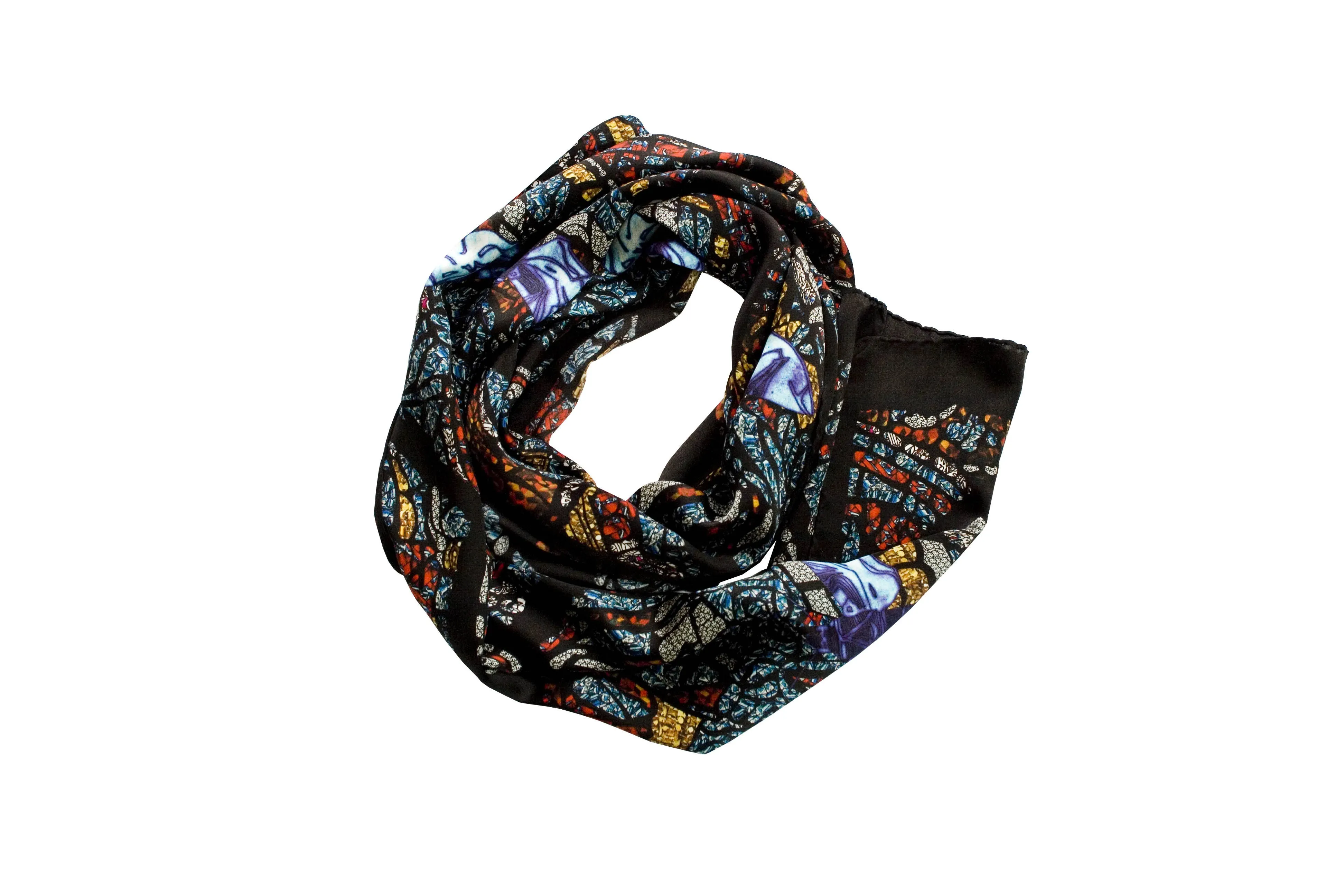 Mith Black Long Silk Scarf