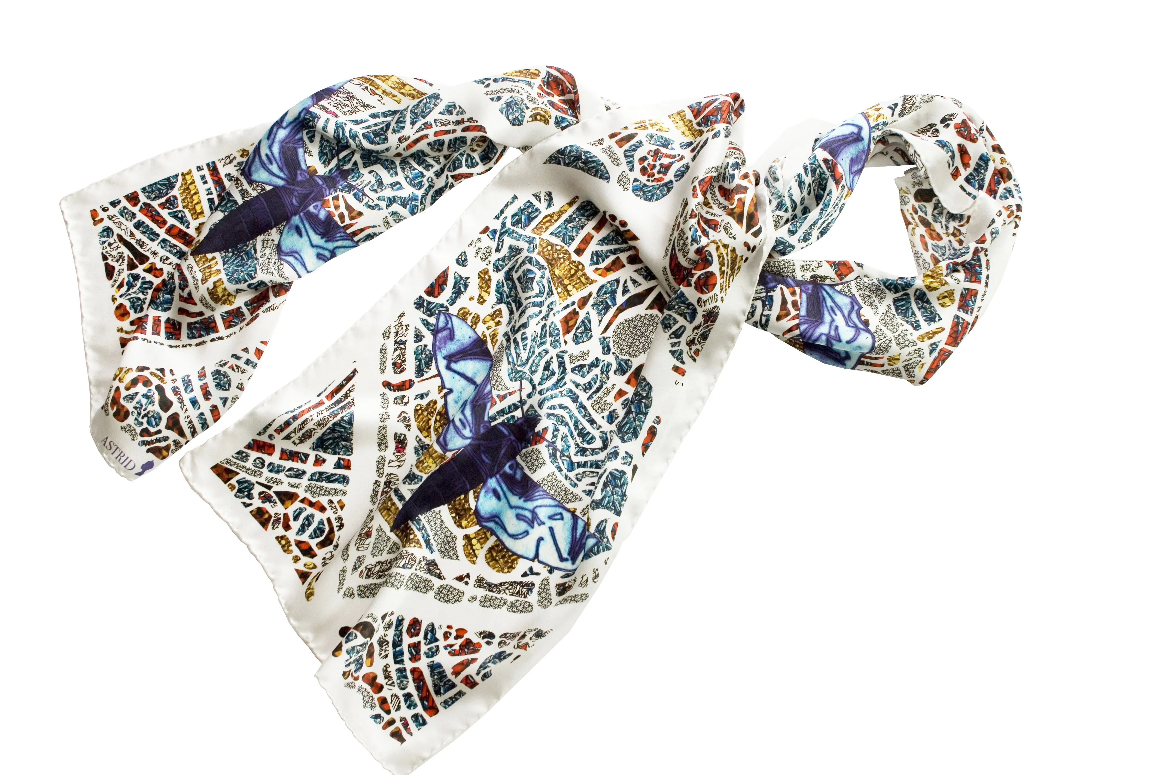 Mith White Long Silk Scarf