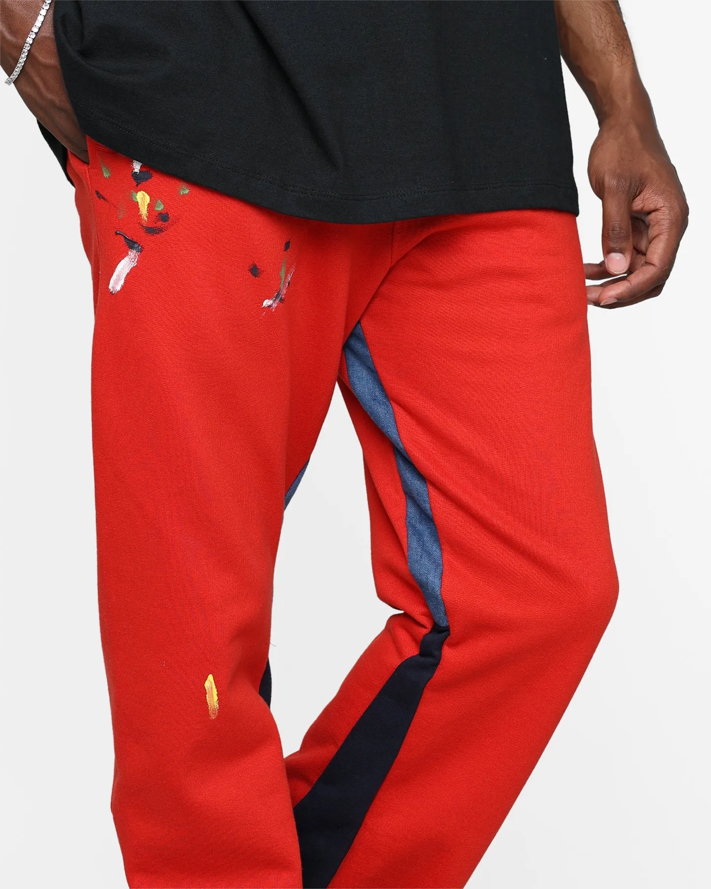 MNML Contrast Bootcut Sweat Pants Red