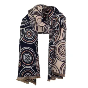 Navy Dotted Circle Scarf