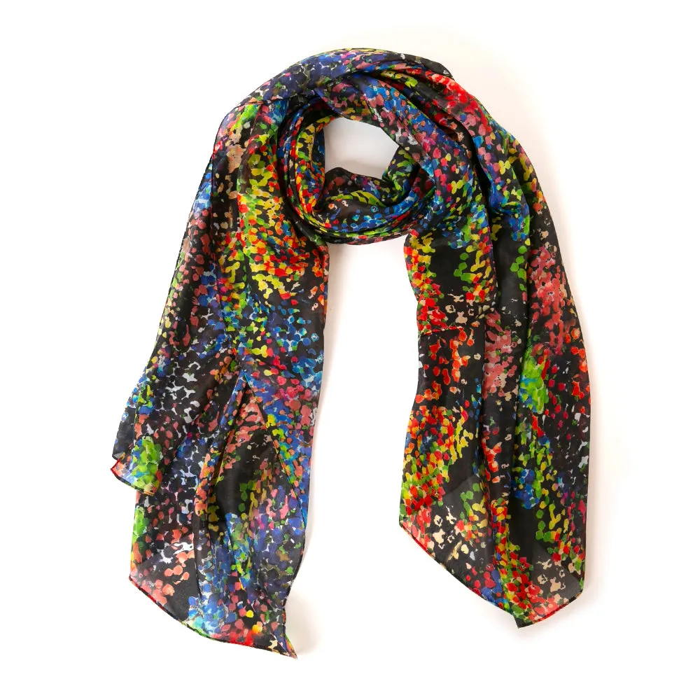 Neon Blossom Silk Scarf