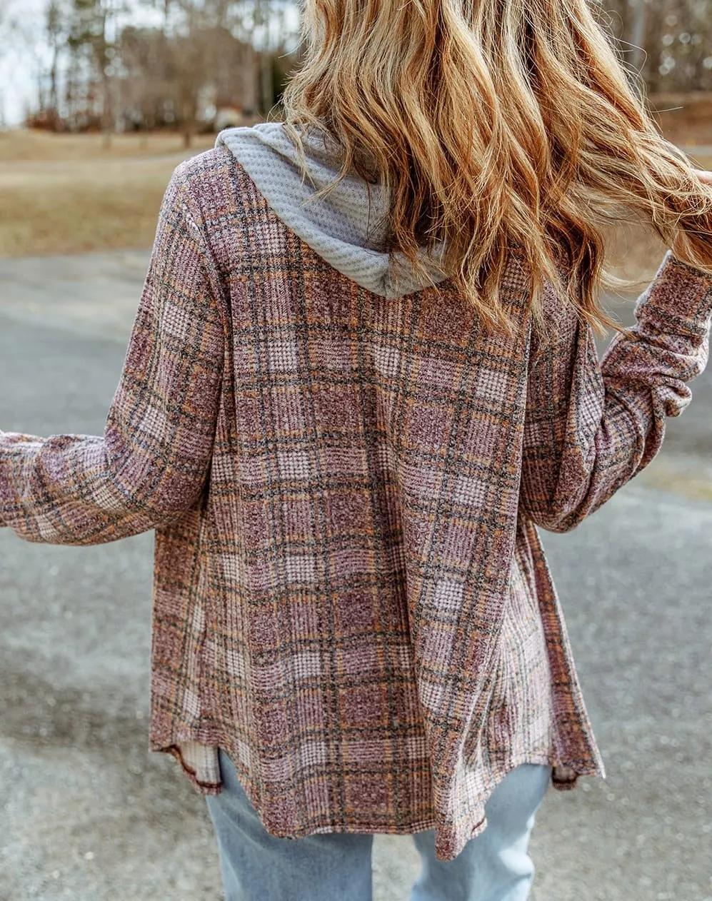 NEW! Plaid Pocketed Shacket w/Hoodie