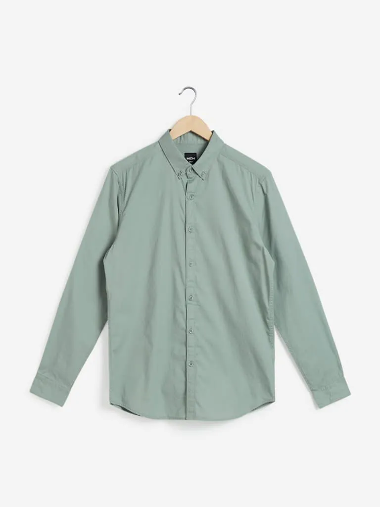 Nuon Sage Green Slim-Fit Shirt