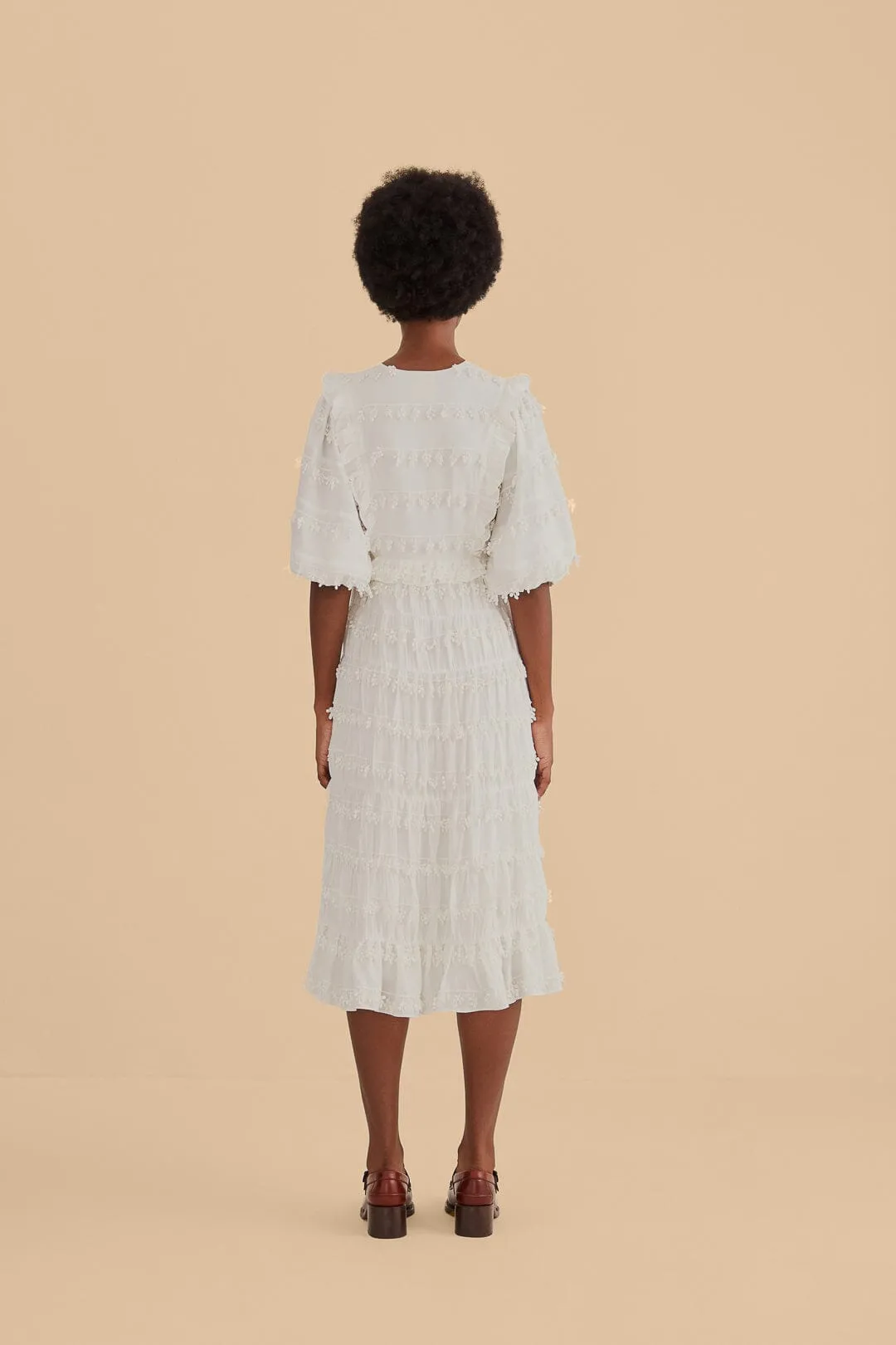 Off-White Ruffle Tassels Midi Dress