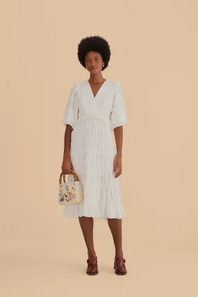 Off-White Ruffle Tassels Midi Dress