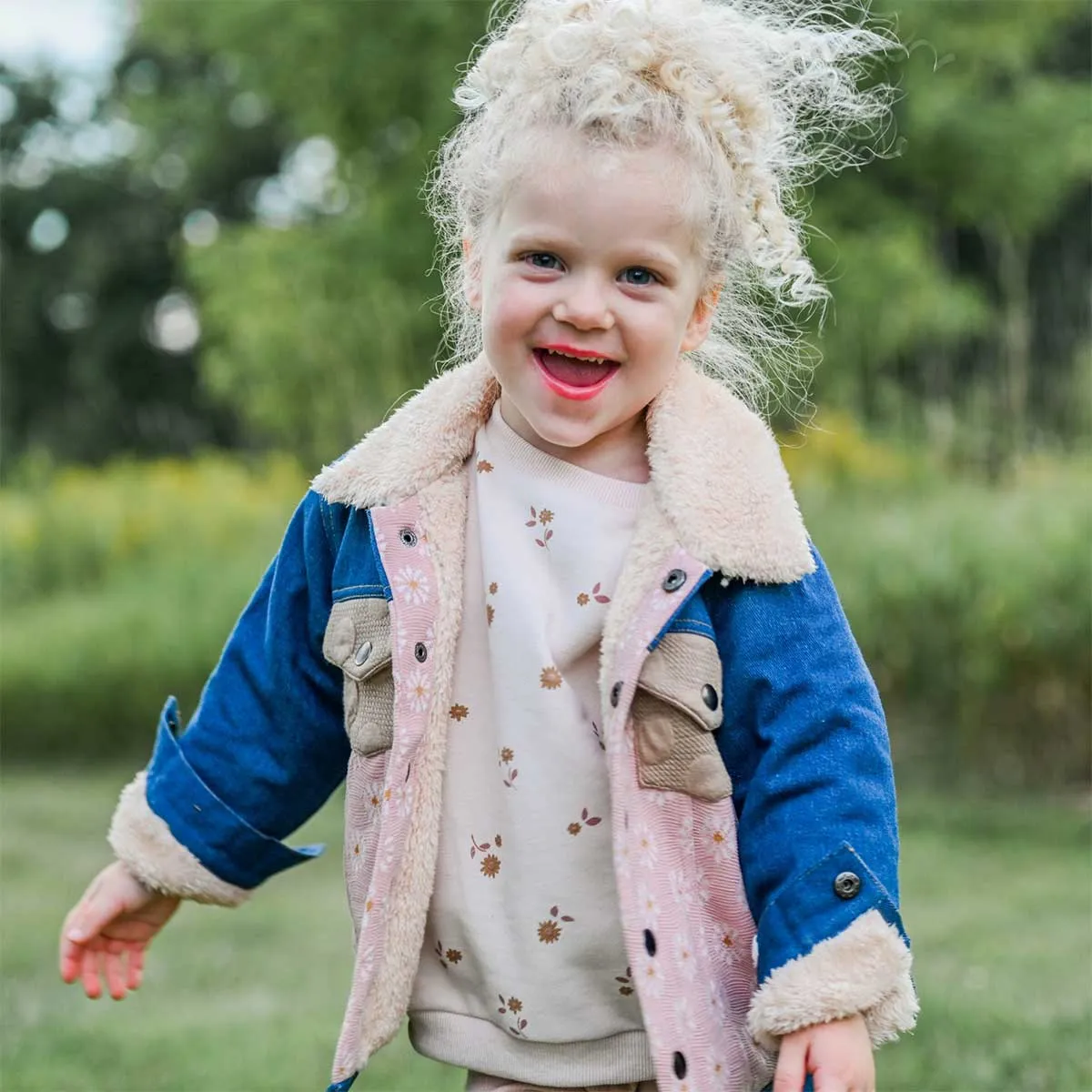 oh baby! Quilted Sunrise Denim Jacket with Snowdrift Lining - Multi Color