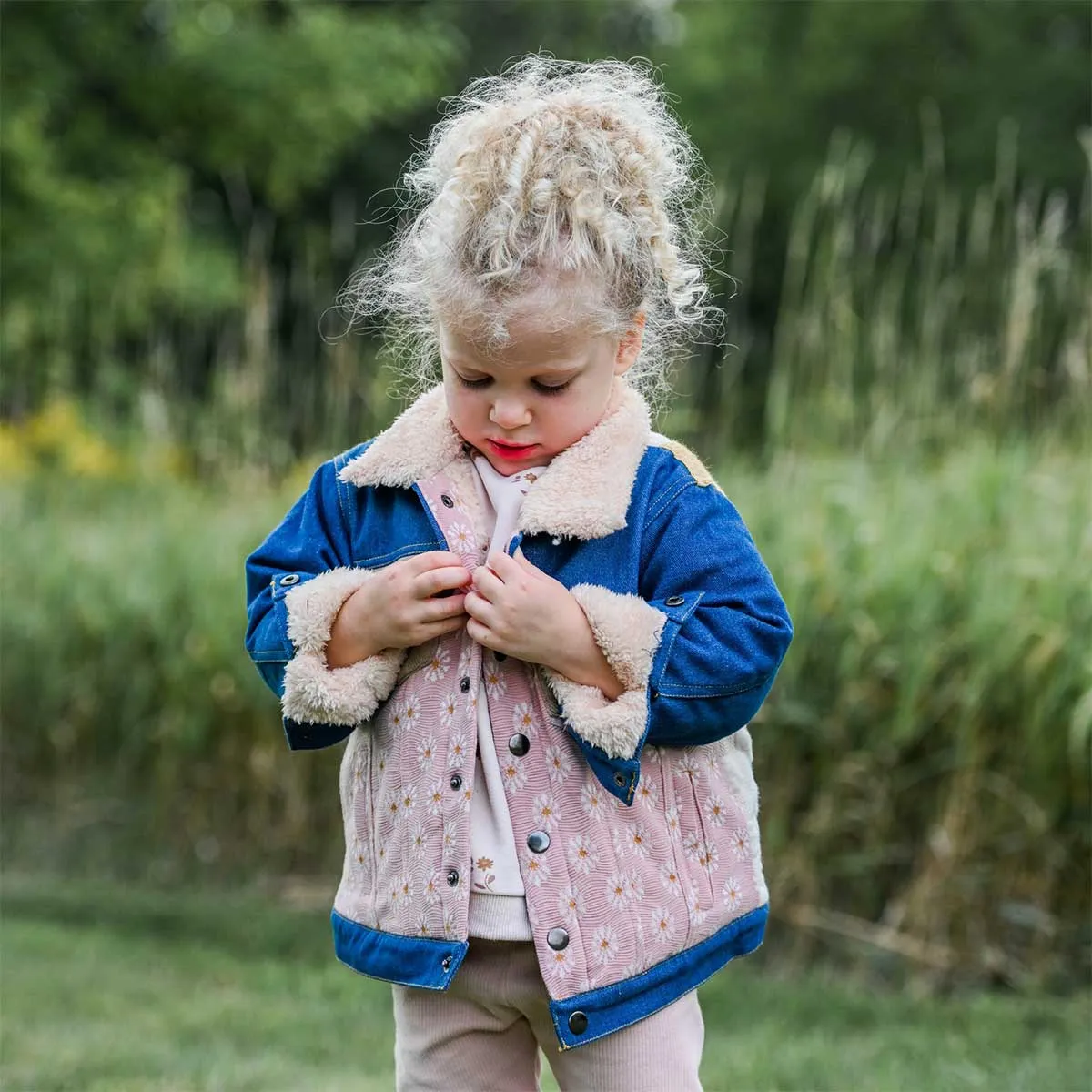 oh baby! Quilted Sunrise Denim Jacket with Snowdrift Lining - Multi Color