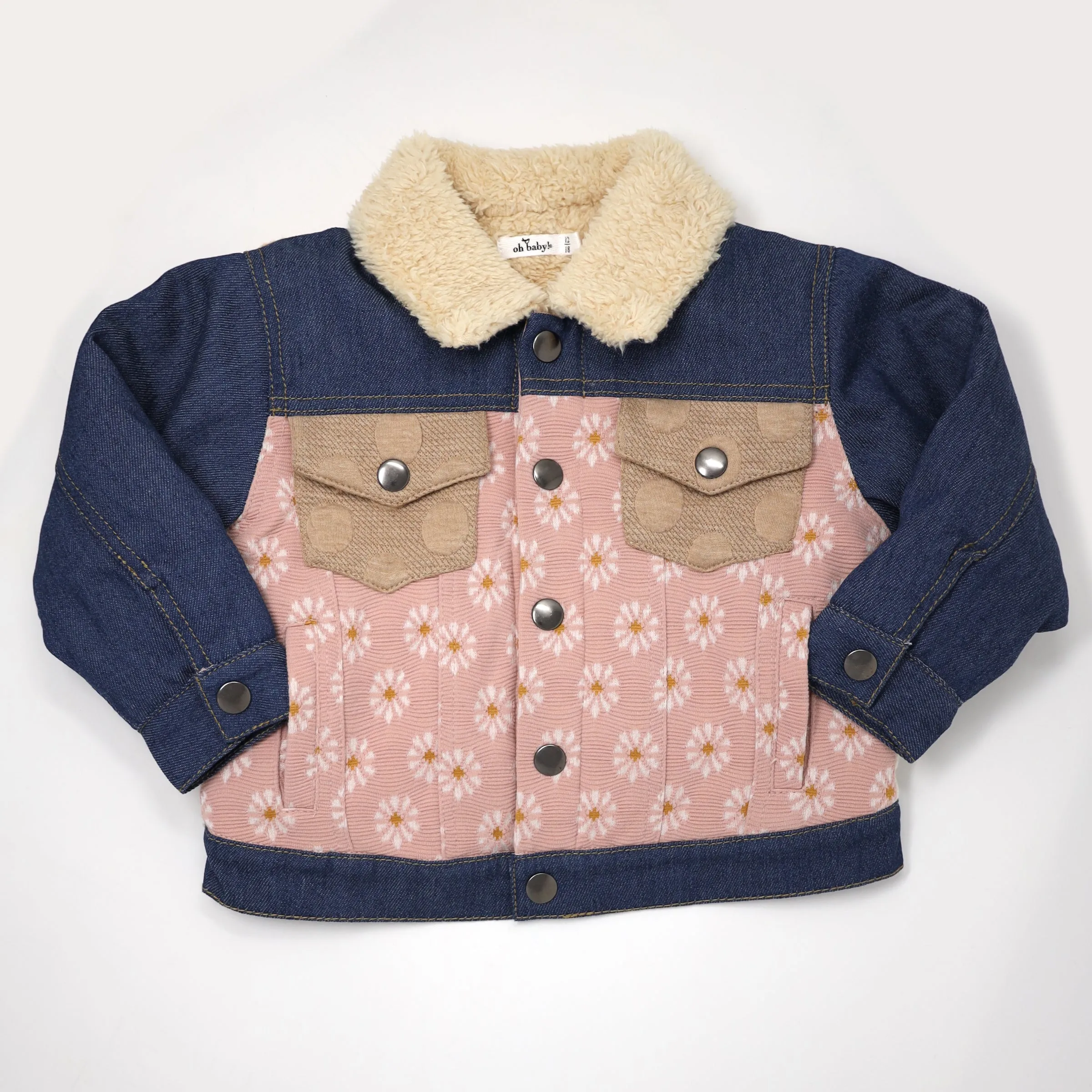 oh baby! Quilted Sunrise Denim Jacket with Snowdrift Lining - Multi Color