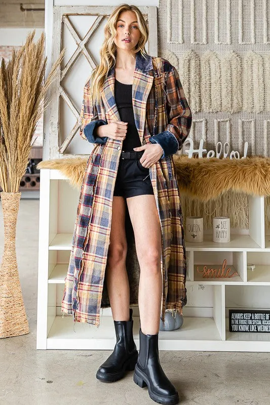 OLI104 - PLAID MAXI JACKET