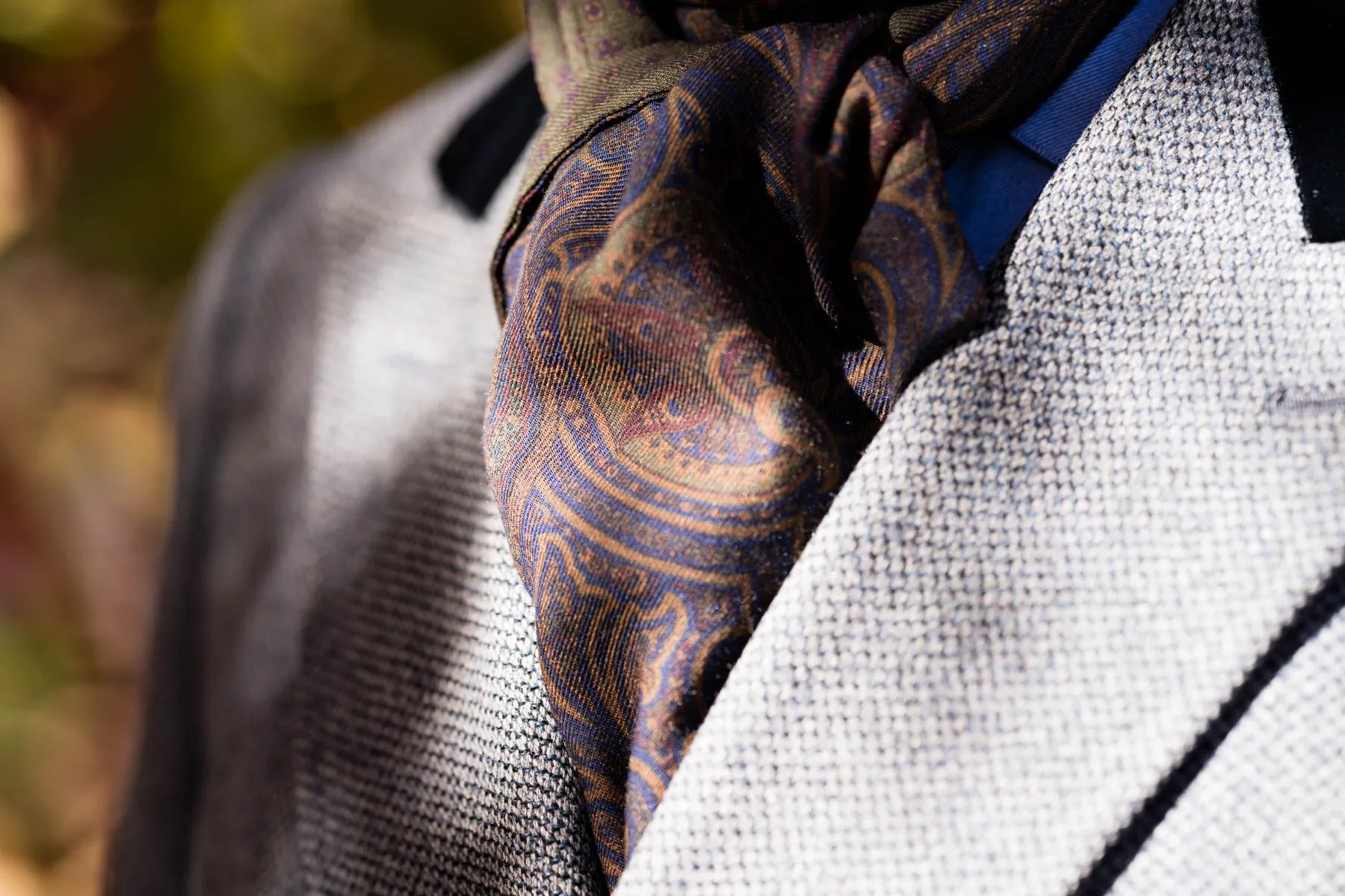 Olive Green Paisley & Neats Double Sided Scarf