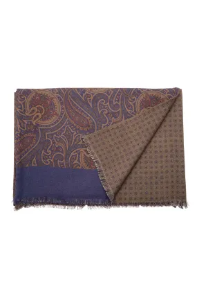 Olive Green Paisley & Neats Double Sided Scarf