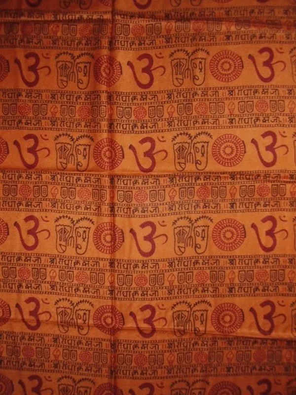 Om Symbol Shawl Wrap Buddhism Viscose 27 x 70 Amber