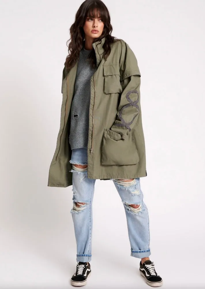 OneTea Spoon Cargo Throwover Jacket Khaki