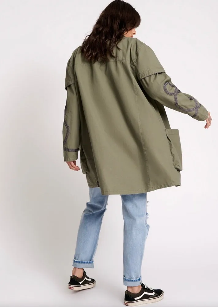 OneTea Spoon Cargo Throwover Jacket Khaki