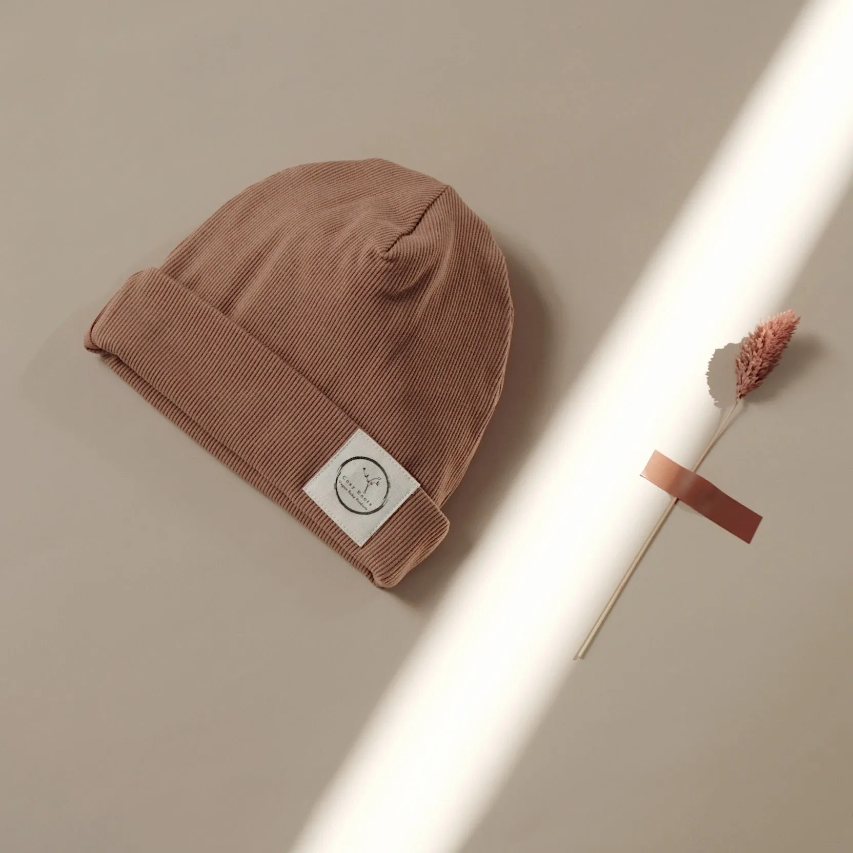 Organic Rib Beanie - Walnut