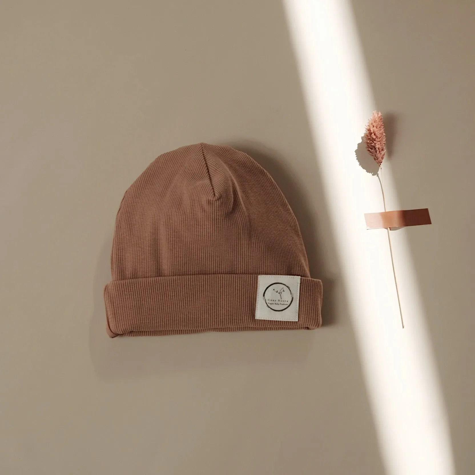 Organic Rib Beanie - Walnut