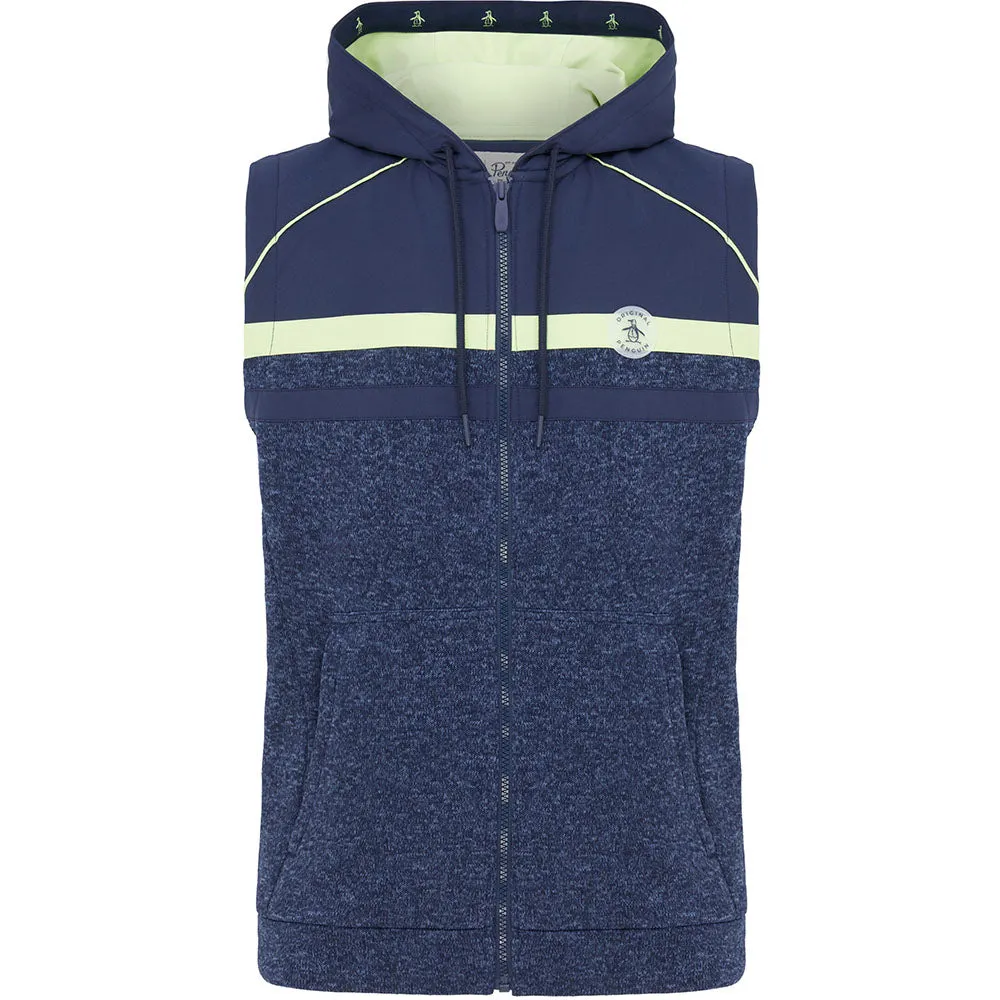 Original Penguin Full Zip Heritage Mixed Media Hoodie Gilet - Black Iris Bijou Heather