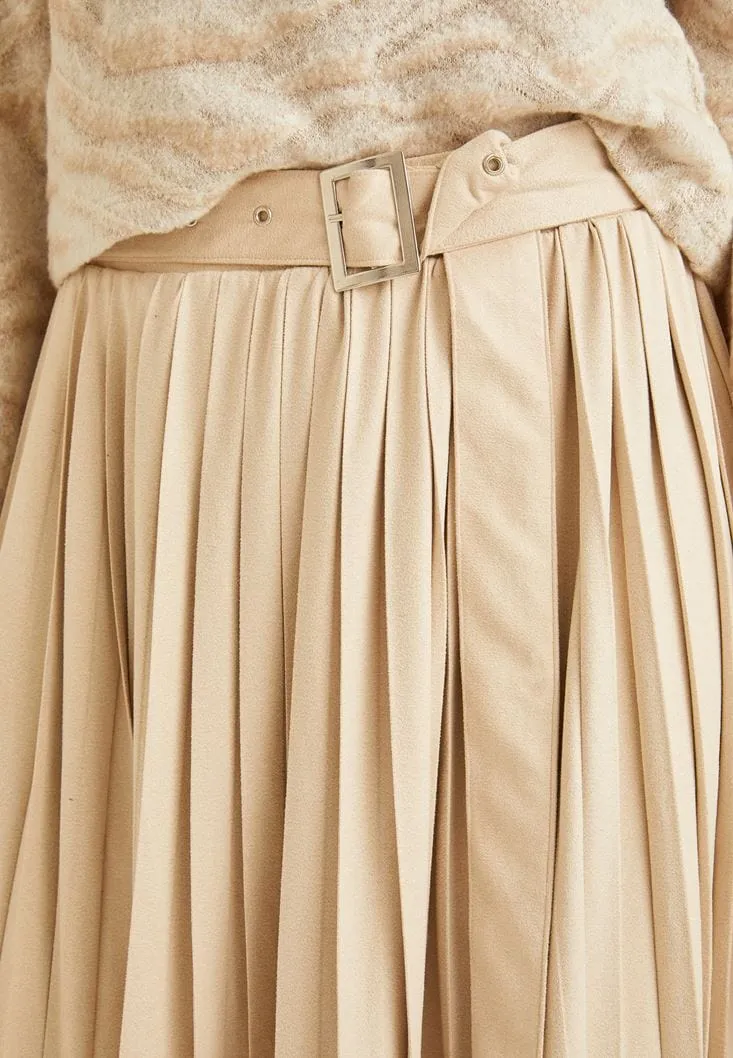 OXXO -  Suede Pleated Skirt